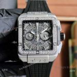 Luxury Copy Hublot Square Bang Unico OS Quartz Ss Diamond Bezel Watch